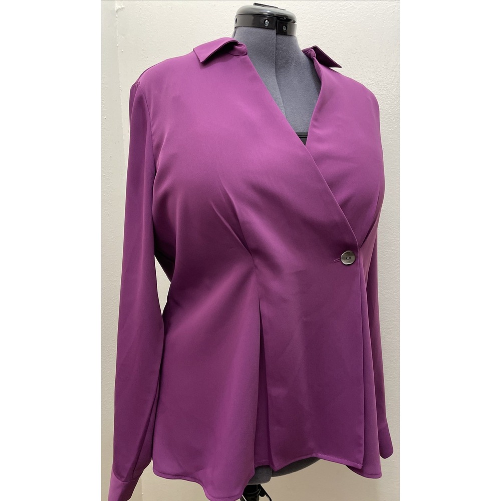 J Jill Wearever Plum Purple Large Tall Blouse Blazer Top Office Chic Corpcore